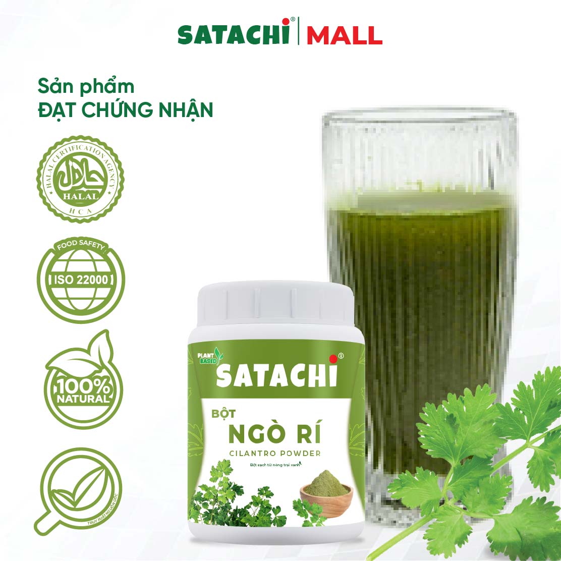 Bột Ngò Rí Nguyên Chất SATACHI – 100% ngò rí tươi, không đường – Hộp 86g