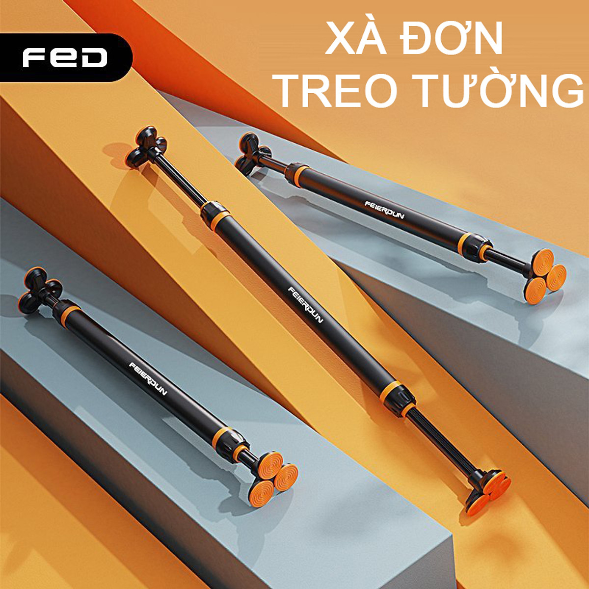 Xà Đơn Gắn Cửa FED-0228 | Kích thước 90-115cm (Chịu lực 400kg - Có chốt khóa an toàn khi gắn xà - Dễ dàng tháo lắp không cần khoan tường)