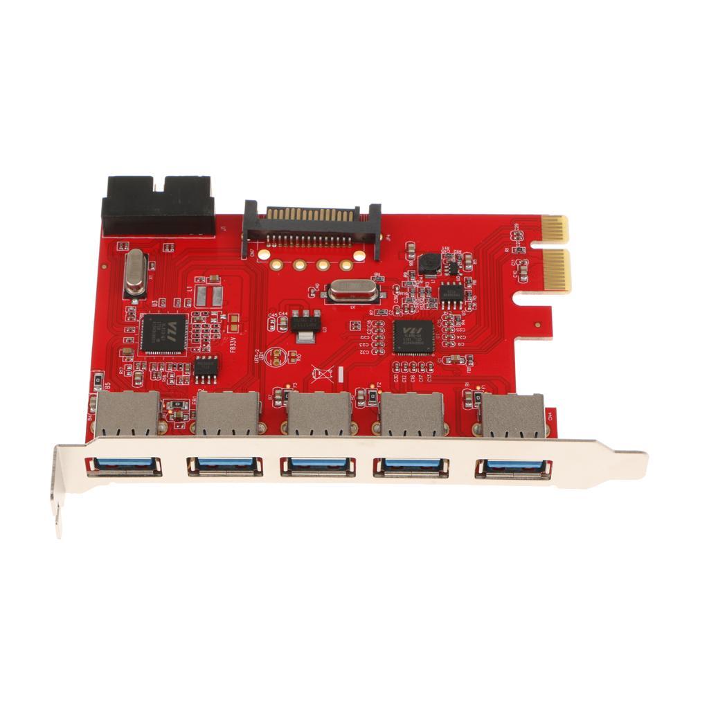 PCI-E to USB 3.0 5Port Expansion Card with 20 pin for Desktop
