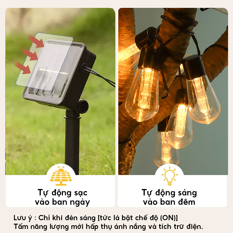 Đèn trang trí năng lượng mặt trời dây bóng led to, tiết kiệm điện, bóng siêu sáng, chống thấm nước - DA3176