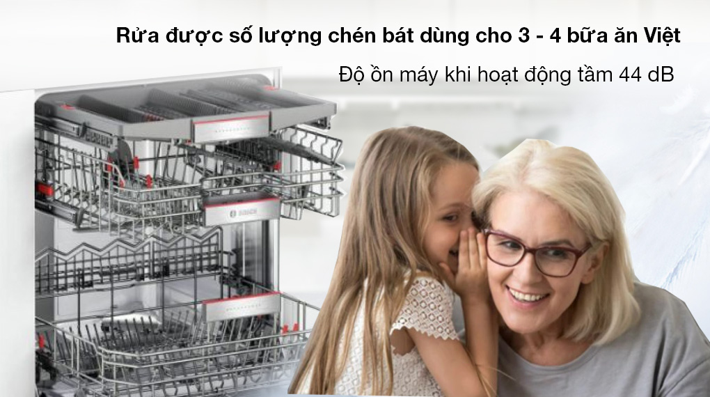 Máy rửa chén bát đọc lập Bosch SMS4ECI14E Series 4 - 13 bộ chén bát - Hàng Chính Hãng