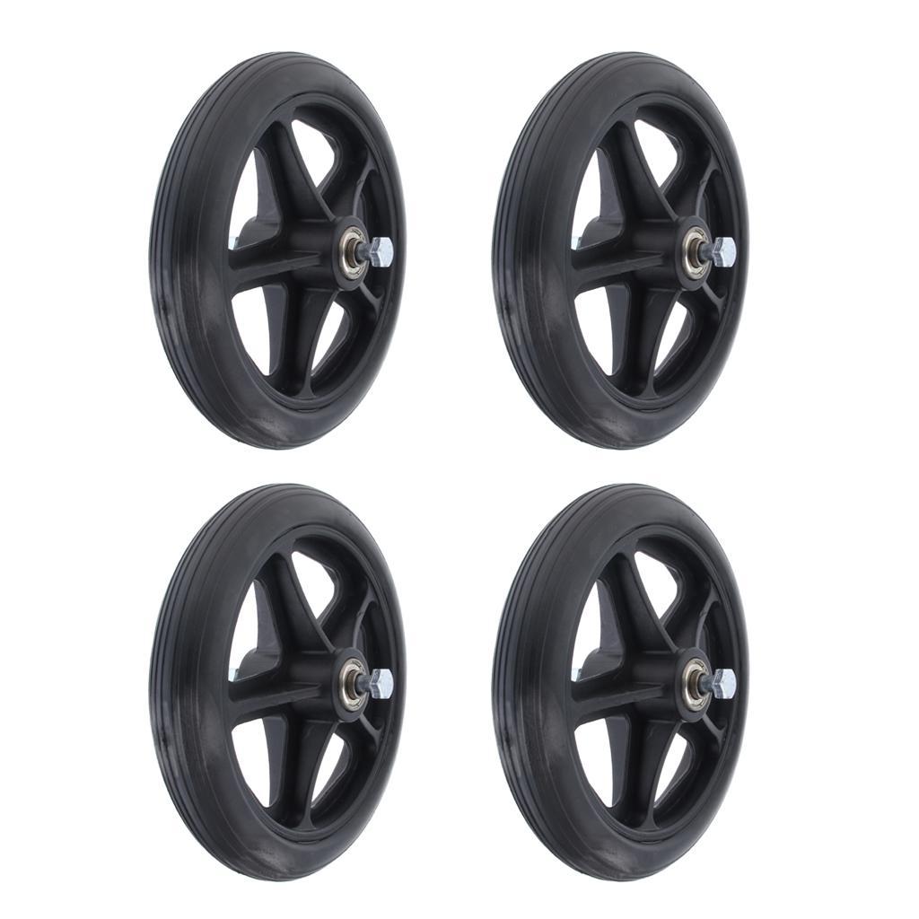 4x Universal Wheels Caster Solid Tires Parts W/5/16 Inch Bearing For Wheelchair