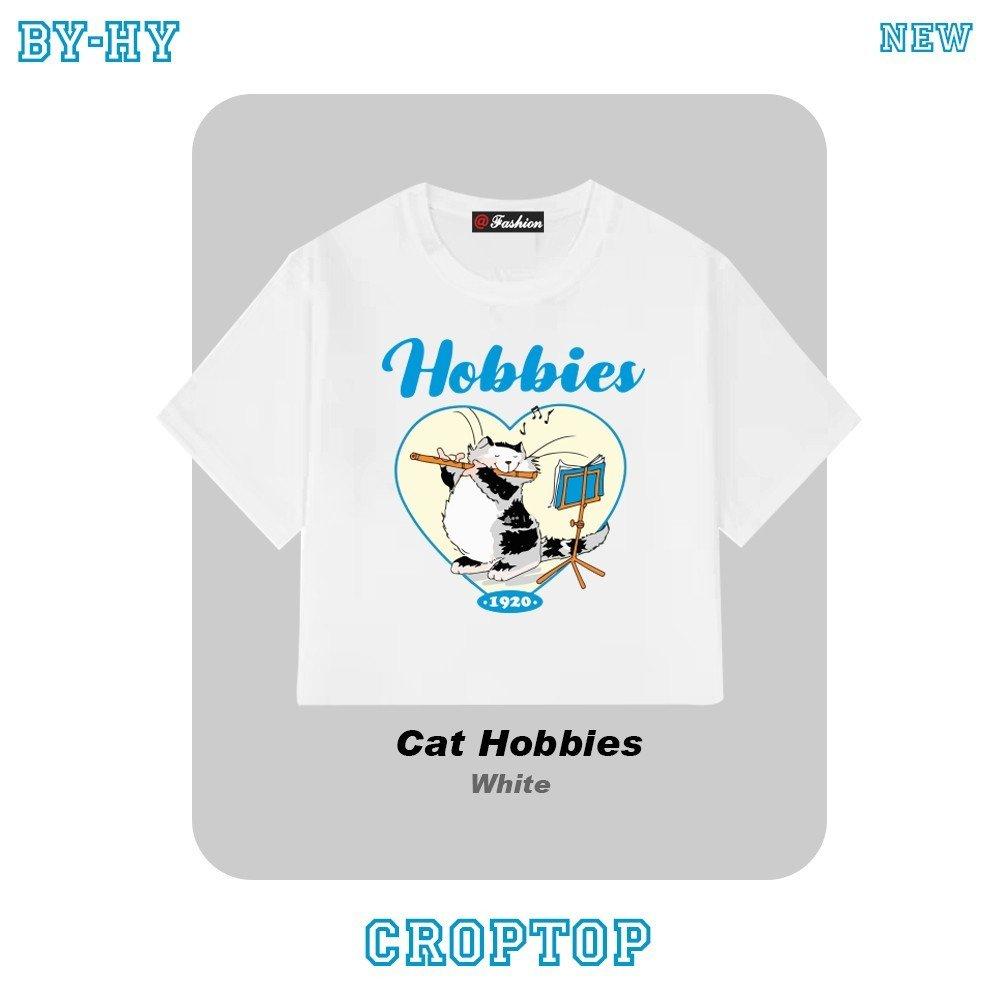Croptop freesize hình trái tim và Mèo thổi sáo vui nhộn