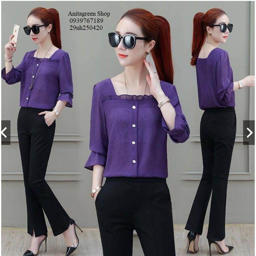 Nh250420-SƠ MI NỮ VIỀN BÈO s-6xl