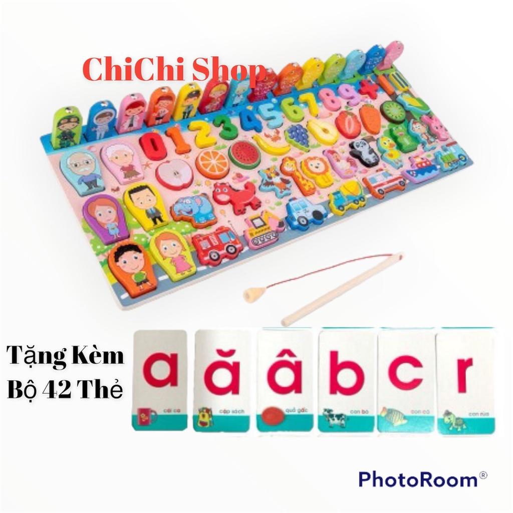 Đồ Chơi Gỗ Xếp Hình, Bộ Câu Cá 63 Chi Tiết, Ghép Số Học Đếm,Nhận Biết Về Thế Giới Xung Quanh