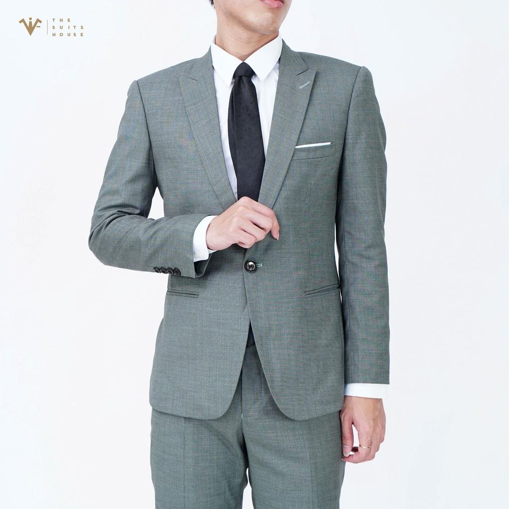 Bộ vest nam xanh rêu kẻ ô, suits sartorial chất WOOL The Suits House - S