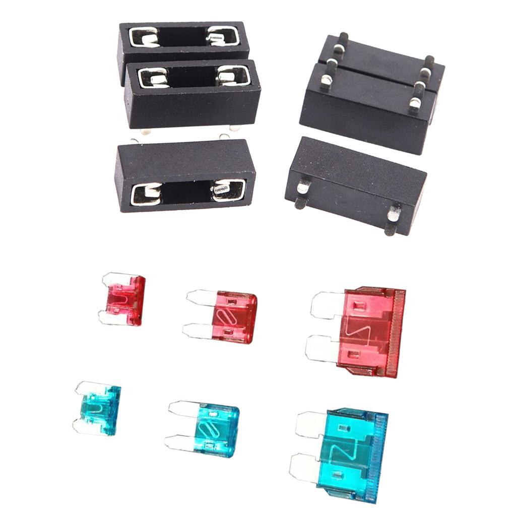 2-3pack 6 Set PCB Mount Mini Small Medium Universal Car Fuse Holder + Blade