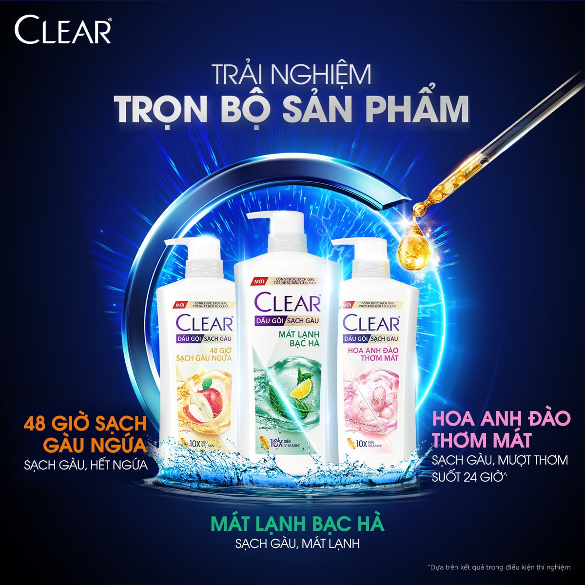Dầu Gội Clear Sạch Gàu Dầu Gội Sạch Gàu Mát Lạnh Bạc Hà 3X Sức Mạnh Đánh Bay Gàu, Ngứa, Vi Khuẩn 880G