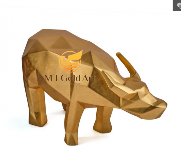 Tượng trâu hình khối dát vàng 24k MT Gold Art- Hàng chính hãng, trang trí nhà cửa, phòng làm việc, quà tặng sếp, đối tác, khách hàng, tân gia, khai trương