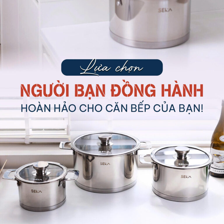 Bộ 3 Nồi inox 304 SEKA SKM6687 16/20/24cm Đáy 3 Lớp, Bắt Từ Nhanh, Vung Kính Cường Lực - Hàng Chính Hãng