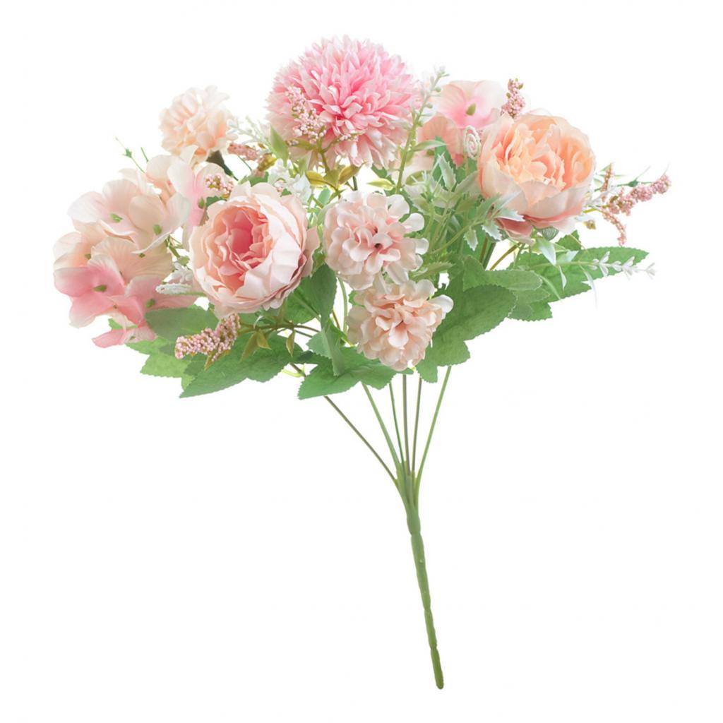 2Pcs 7 Head Artificial Fake Peony Flower Bouquet for Home Garden Wedding