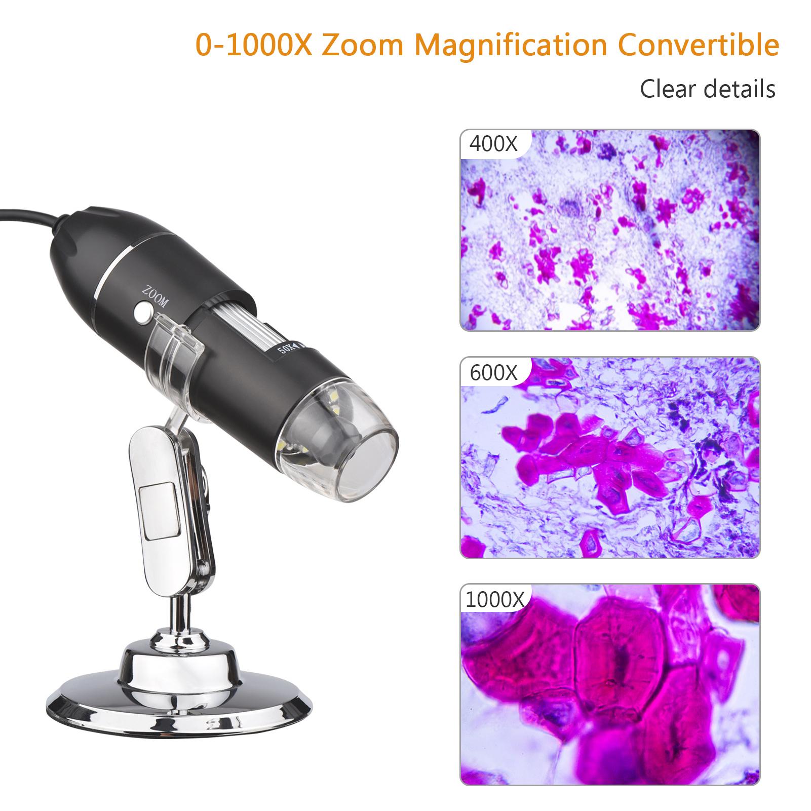 1600X USB Portable Mini Electronic Microscope Handheld Digital Magnifier for Laptop Plant Observation Industrial Test