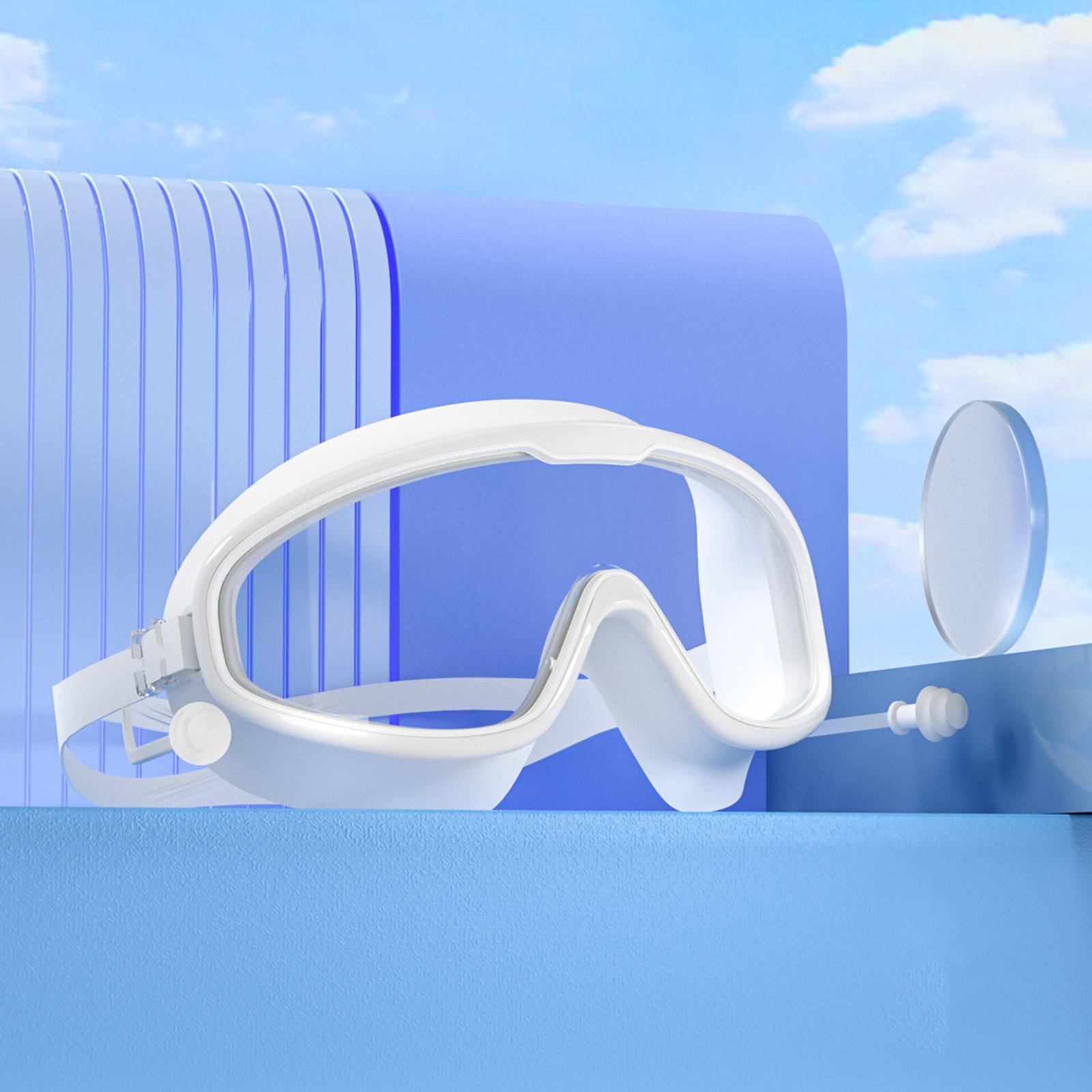 Swimming Goggles Swim Glasses Large Frame Diving Glasses with Earplugs