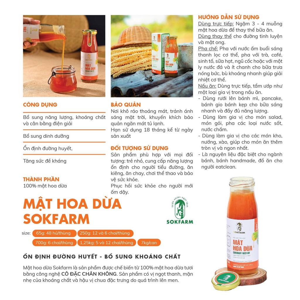 COMBO 2 CHAI MẬT HOA DỪA - SOKFRAM- 500ml - 100% MẬT HOA DỪA NGUYÊN CHẤT