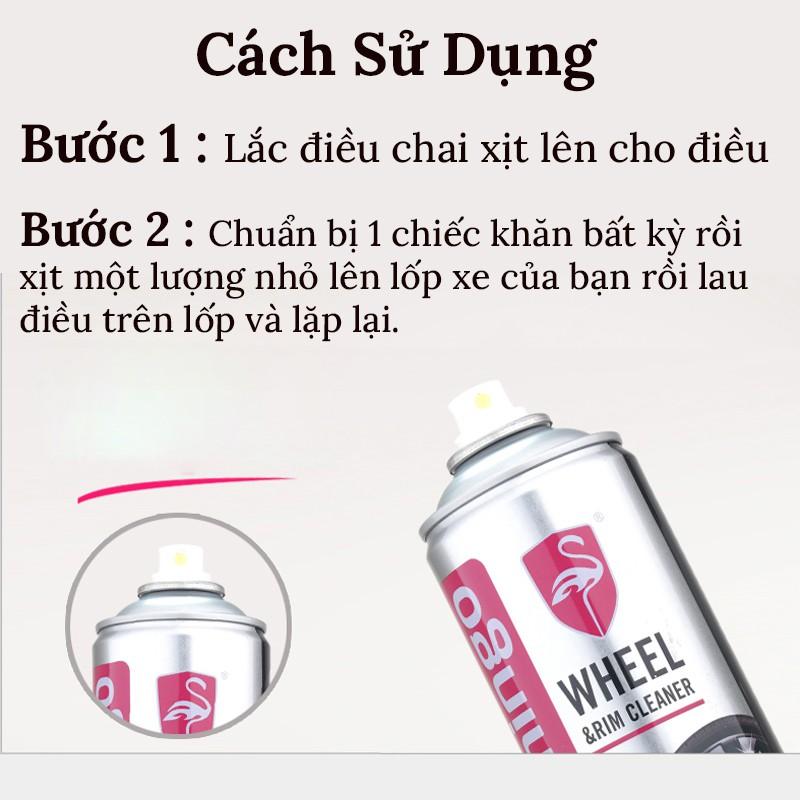 Chai Xịt Bóng Lốp Xe Phục Hồi Và Làm Sáng Lốp Xe Ô Tô Thương Hiệu Flamingo Tire Shine F010