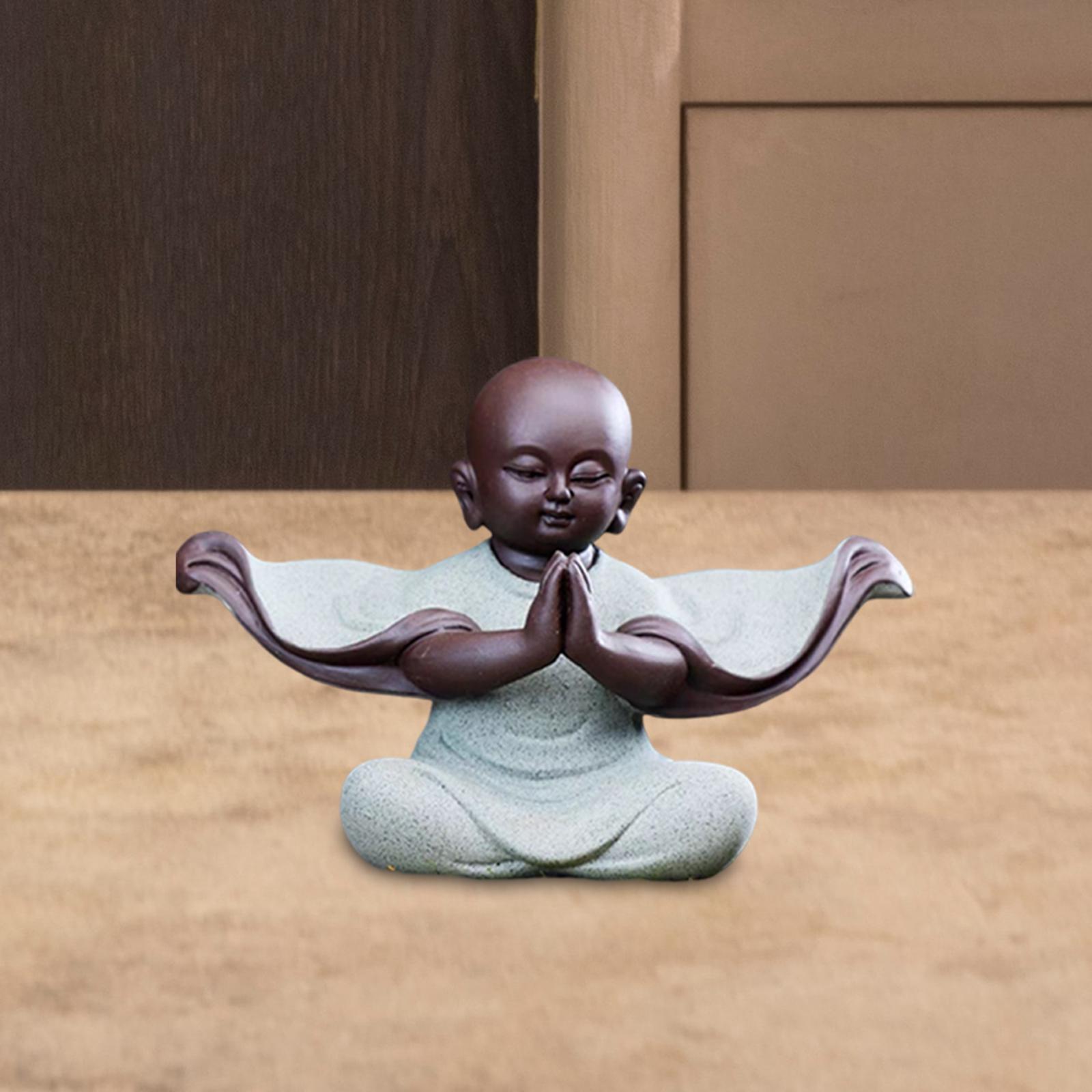 Cute Smiling Buddha Statue Handcrafts pet for Car Dashboard Shelf Decor