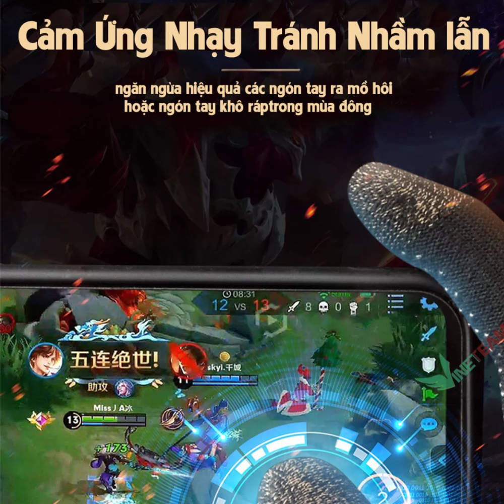 Bộ găng tay chơi game bao 10 ngón tay cao cấp chống mồ hôi chống trượt