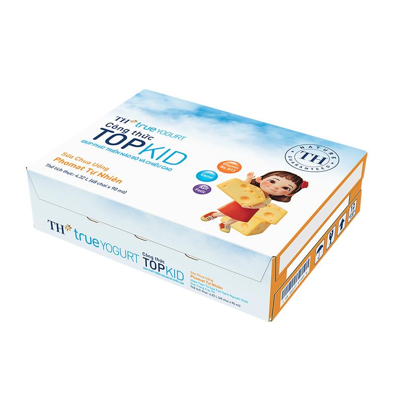 Thùng sữa chua uống phomat tự nhiên TOPKID 90ml x 48 chai