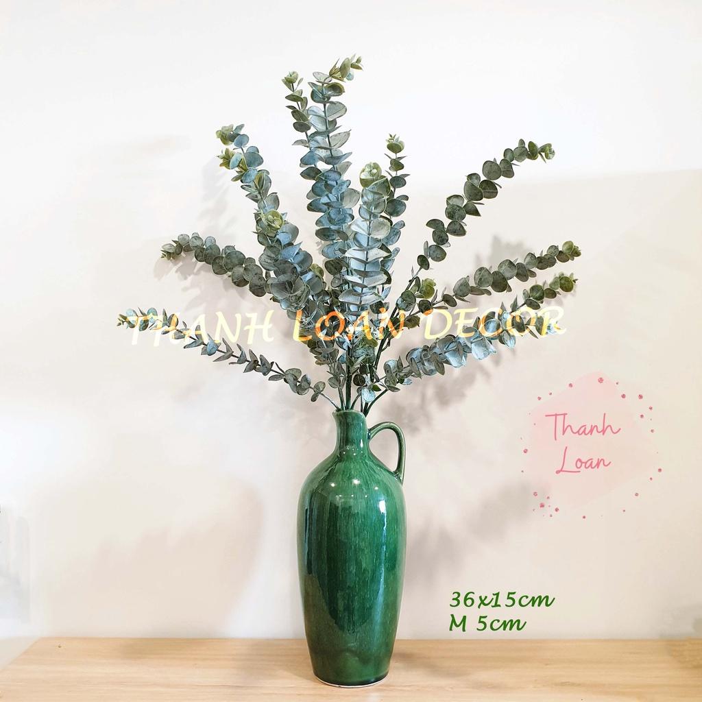 Lọ hoa gốm Bát Tràng cỡ to cao 32 cm - Bình hoa trang trí decor - Men xanh hỏa biến
