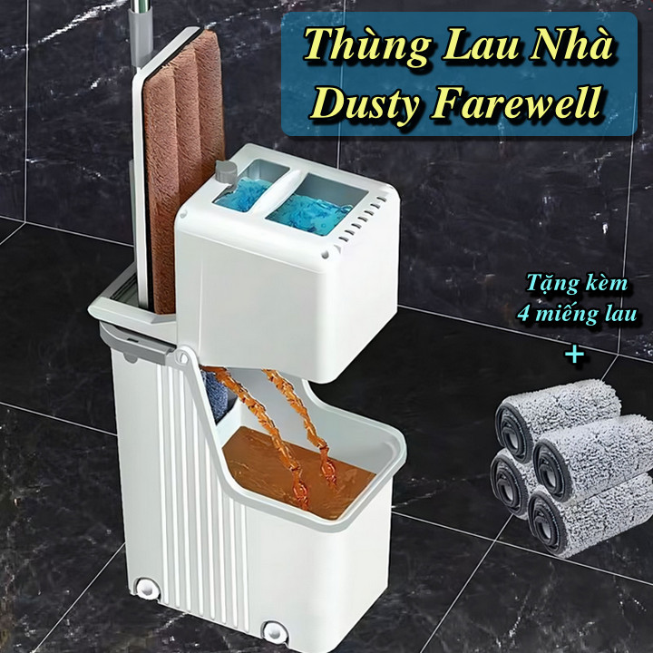 Bộ Lau Nhà Dusty Farewell Tách Nước Bẩn Thông Minh Kèm Ống Xã Nước (Tặng 4 miếng lau) - Home and Garden