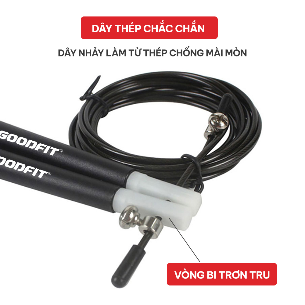 Dây nhảy thể lực chính hãng GoodFit GF904JR lõi thép siêu bền, hỗ trợ tập thể dục giảm cân, đốt mỡ