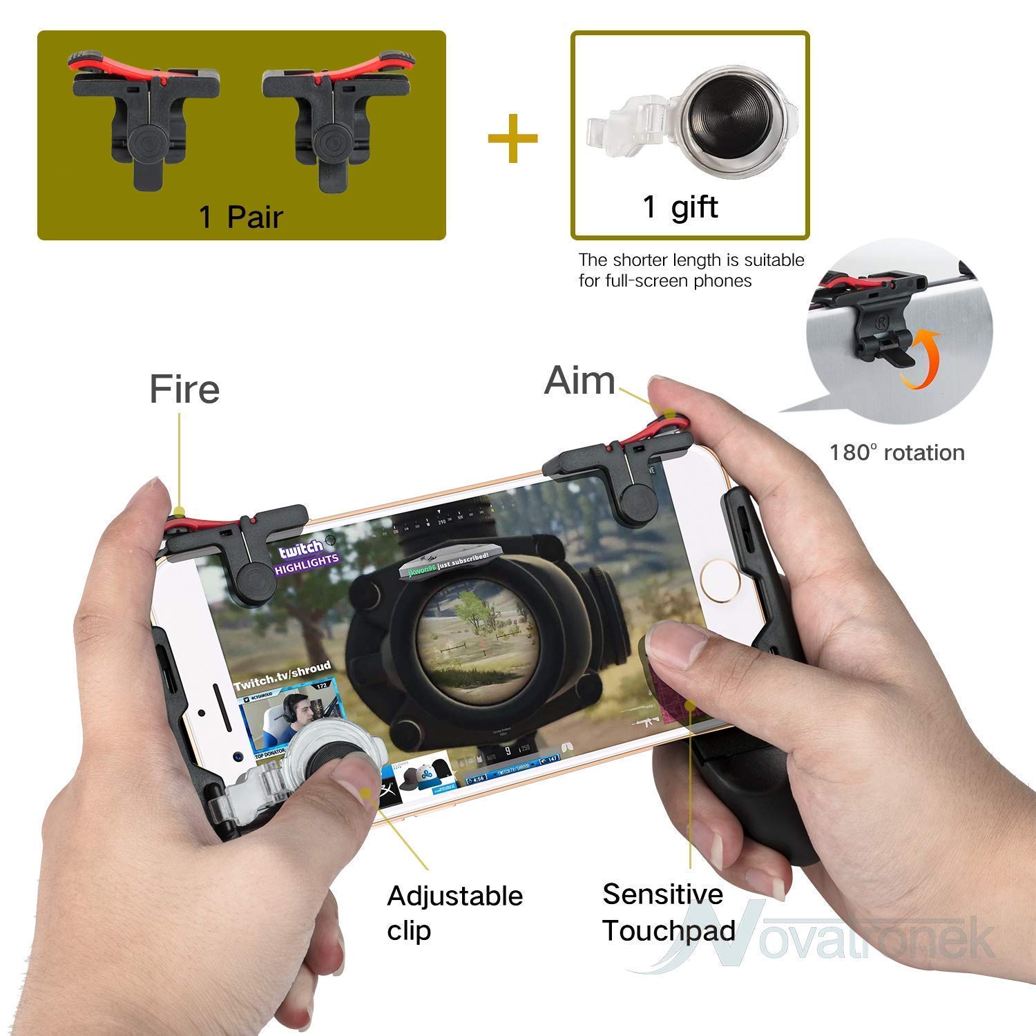 [COMBO PUBG] 3 Trong 1 Bộ Tay Cầm Chơi Game + Bộ 2 Nút Controller Chơi Game Pubg D9 Liên Quân Mobile