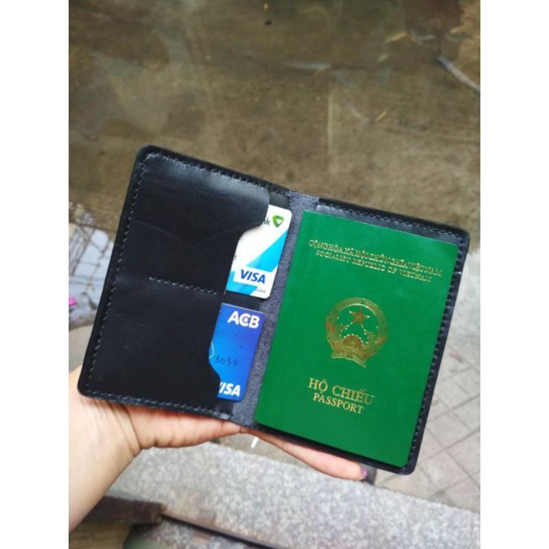 bao đựng passport, da bò thật, may thủ công