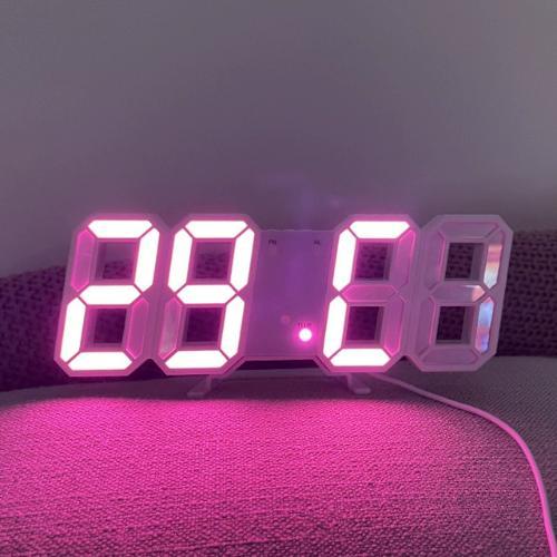 [ Hàng chính hãƞg ]Đồng hồ LED 3D treo tường, để bàn thông minh Smart Clock đồng - khung trắng đèn đỏ