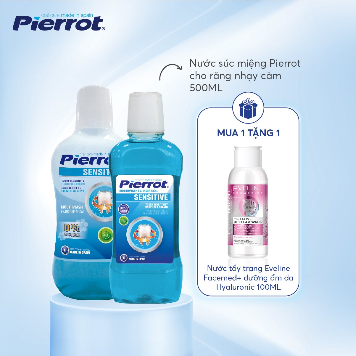 [Mua 2 tặng 1] Nước súc miệng cho răng nhạy cảm Pierrot 500ML