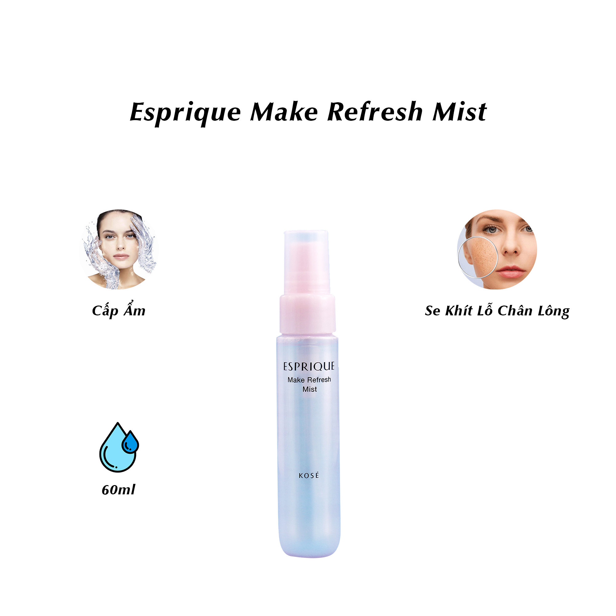 [NHẬT BẢN] Xịt Khoáng Dưỡng ẩm Kose Esprique Make Refresh Mist 60ml