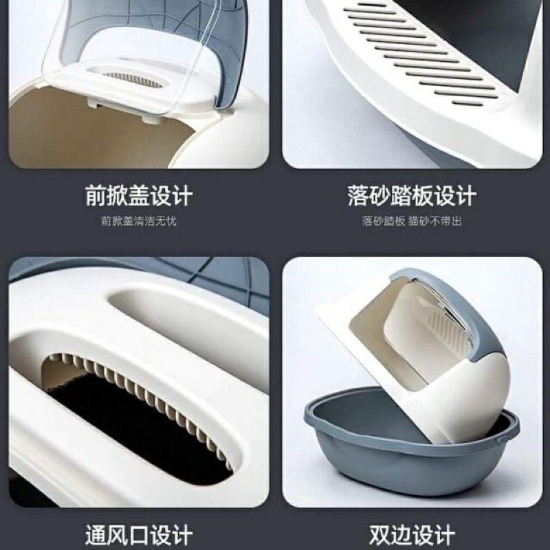 Nhà về sinh có nắp cao cấp cho mèo mẫu mới năm nay tặng kèm xẻng