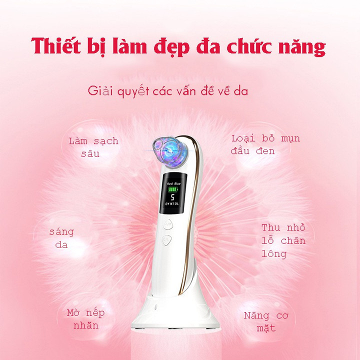 Máy hút mụn Cao Cấp kèm 6 đầu - Kết hợp ánh sáng xanh giúp trẻ hóa làn da