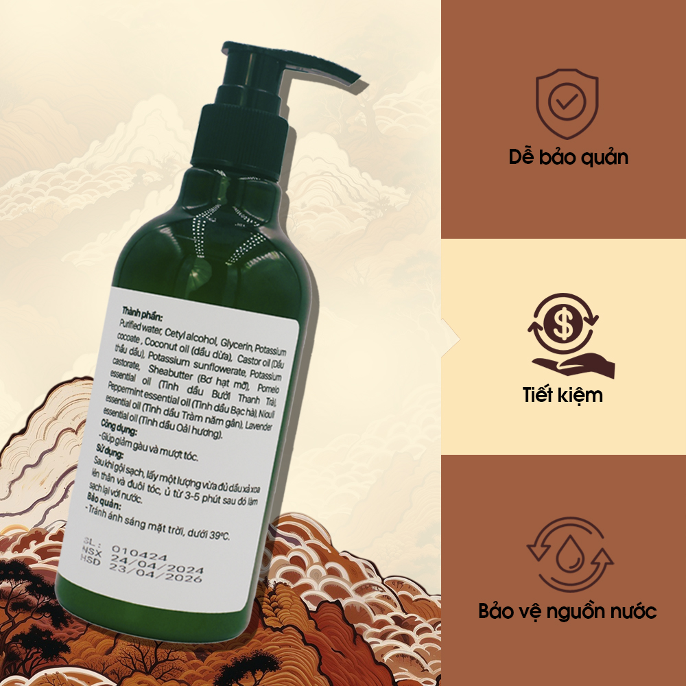 Dầu Xả Thảo Dược Saola, Bưởi và Bạc Hà, Dưỡng Tóc Mềm Mượt, Kích Thích Mọc Tóc, Không Silicon,300ml