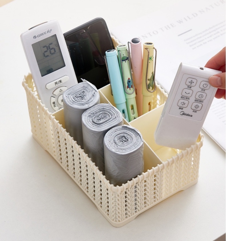 Khay đựng mỹ phẩm nhiều ngăn kiểu dáng mây đan HÀN QUỐC