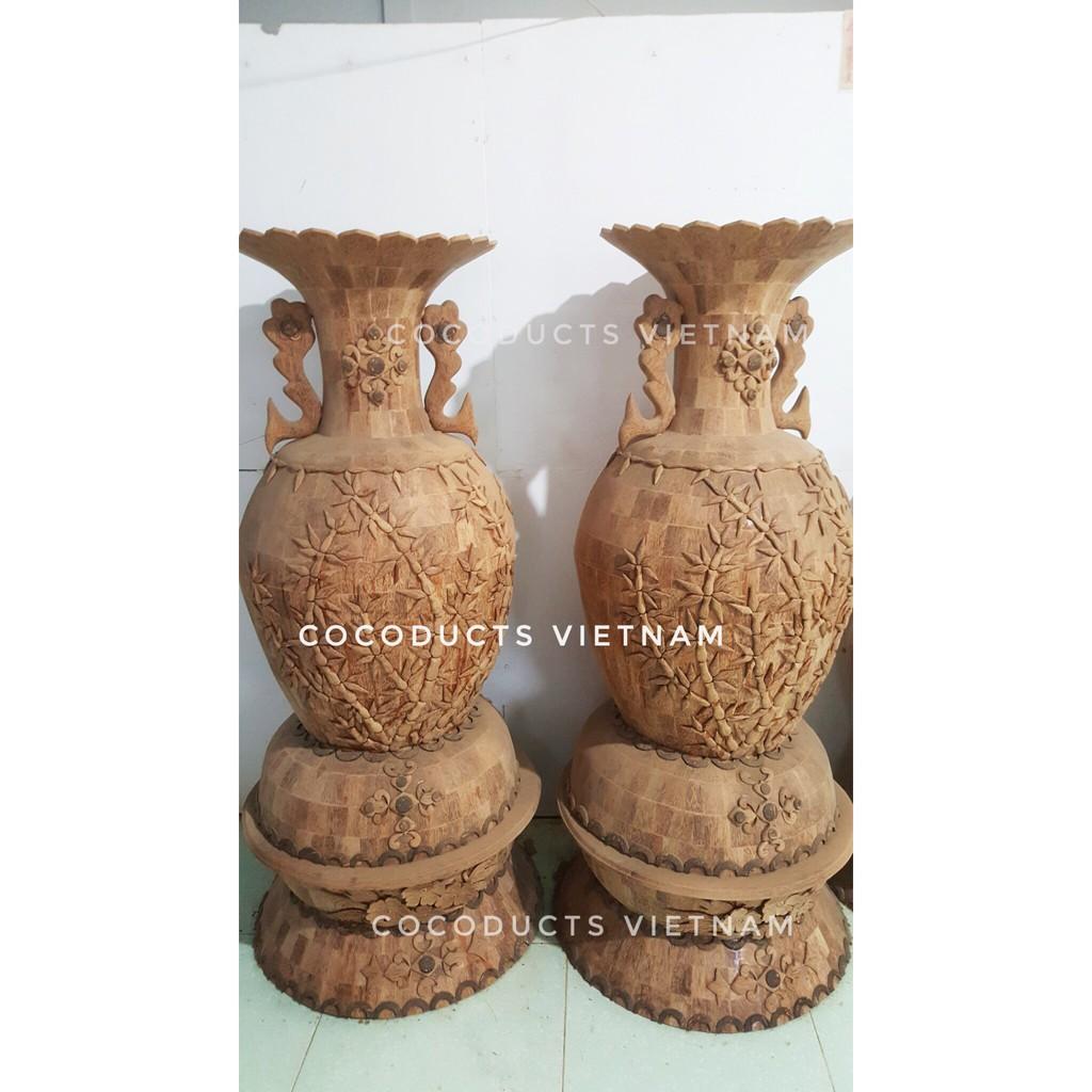 - Bình hoa ghép gỗ dừa thô loại lớn