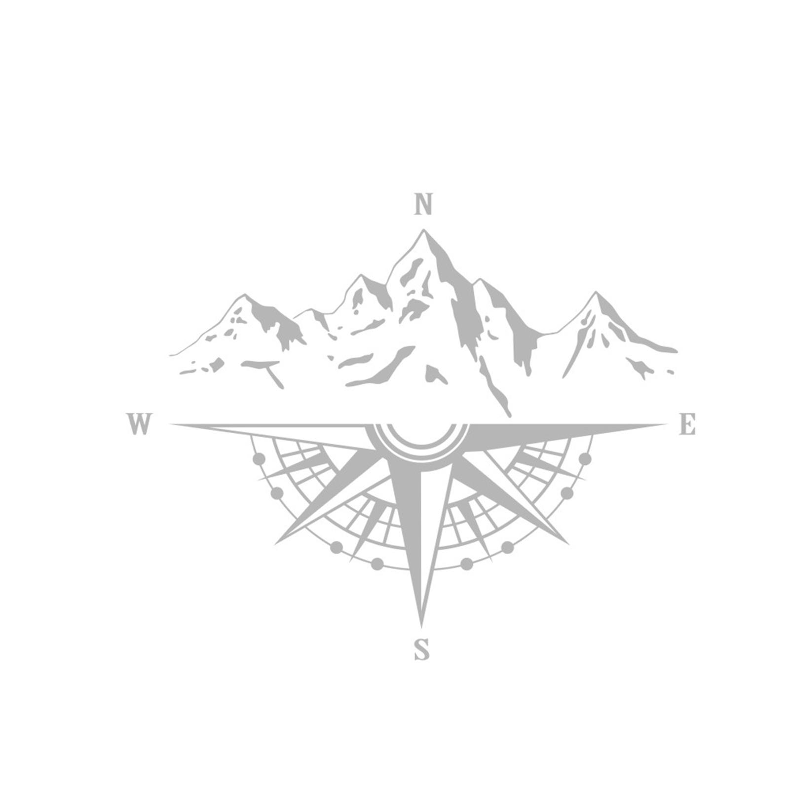 Mountain Compass Stickers, Decal for Car Hood Auto Body Side Door Compass Waterproof Sticker, Vinyl Stripe Decal Sticker