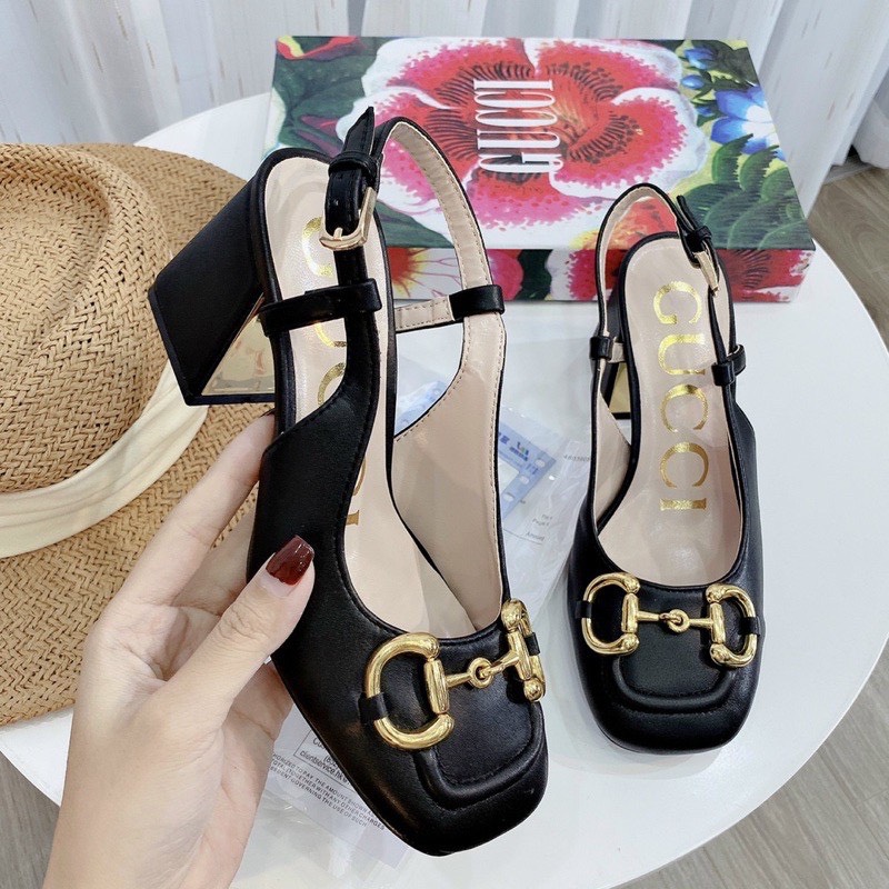 Giày cao gót mũi vuông Sandal hở gót 7p cao cấp hàng đẹp xịn xò sang trọng D344