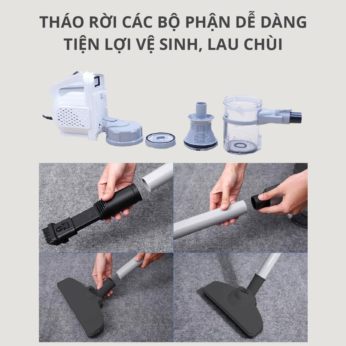 Máy hút bụi cầm tay 800W Mishio MK249 công nghệ lốc xoáy màu đen