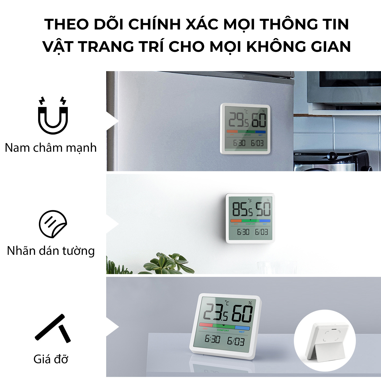 Đồng hồ Xiaomi, nhiệt ẩm kế MIIIW NK5253A có đèn nền - D1457