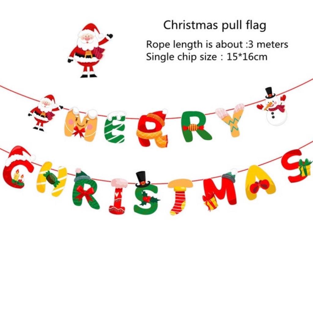 DÂY CỜ GIẤY TREO CHỮ MERRY CHRISTMAS PHỤ KIỆN TREO TRANG TRÍ NOEL NGÀY LỄ GIÁNG SINH