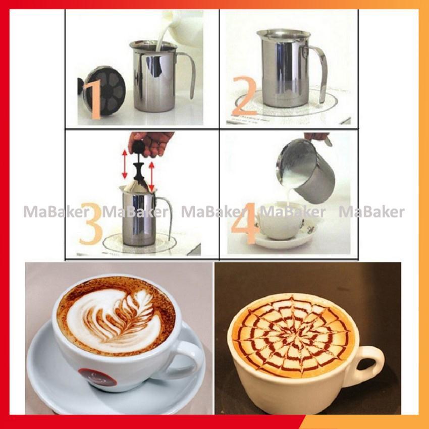 Ca đánh sữa lạnh, tạo bọt café, capuccino, latter art bằng inox cao cấp, siêu bền đẹp 400ml, 800ml