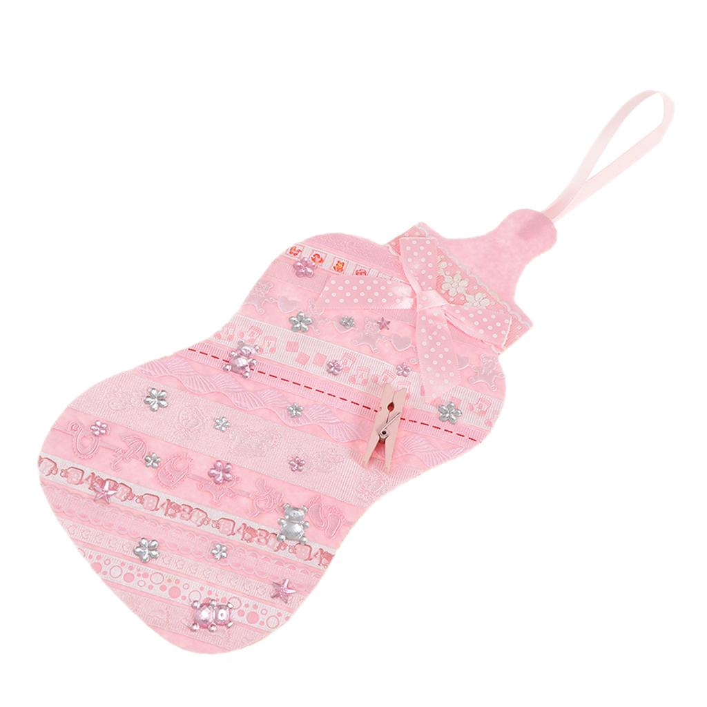Lovely Fabric Milk Bottle Birthday Party Baby Shower Hanging Decoration Pink