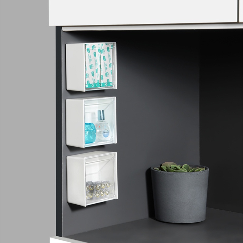 Hộp đựng đồ nắp lật trong suốt gắn tường 8 x 8cm