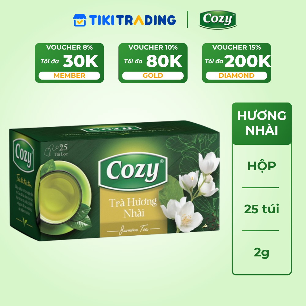 Cozy Trà Cozy túi lọc Hương Nhài 25 túi x 2g Hộp