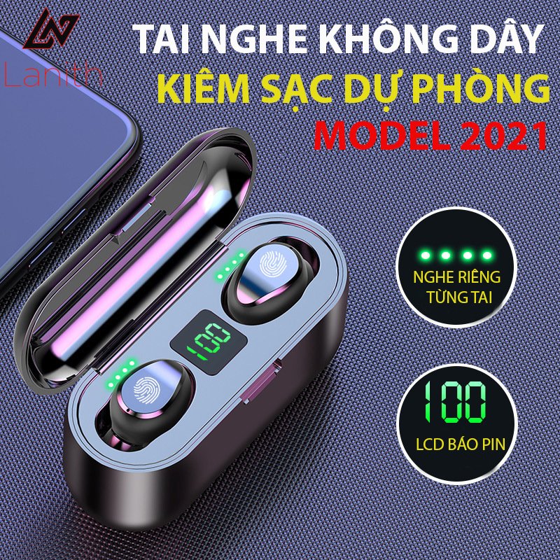 Tai Nghe Bluetooth Không Dây PAGINI 5.0 TWS F9 - Chống Ồn Cực Tốt - Tai Nghe Airpods Cao Cấp - Kiểu Dáng Độc Đáo, Nhỏ Gọn - Hàng Nhập Khẩu - TAI000F9B