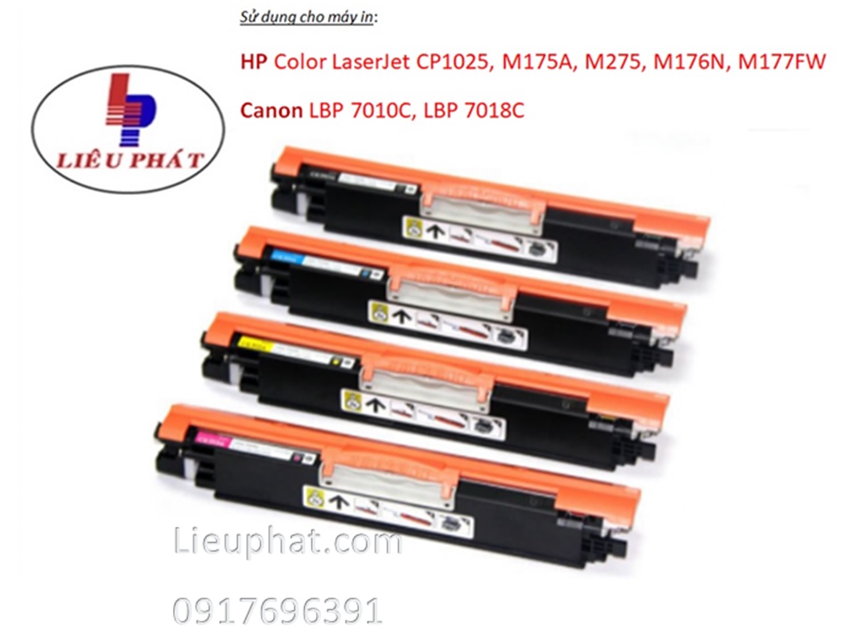 Hộp mực in màu thuộc 130A - 4 màu Cartridge HE-CF350A / 351A / 352A / 353A  dùng cho HP Laserjet Enterprise MFP M176/M177 - torner laser tương thích / thay thế - hàng nhập khẩu