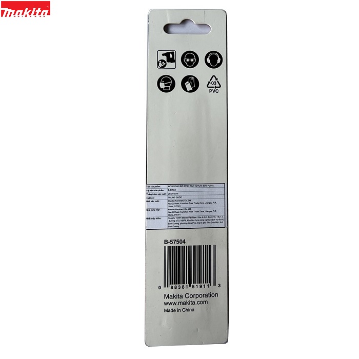 Mũi khoan gỗ đầu đinh nhọn chuôi gài Makita 6mm x 123mm B-57504