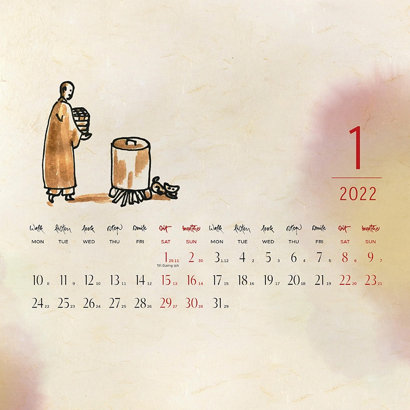 Lịch Treo Tường - Lịch Thư Pháp Làng Mai 2022