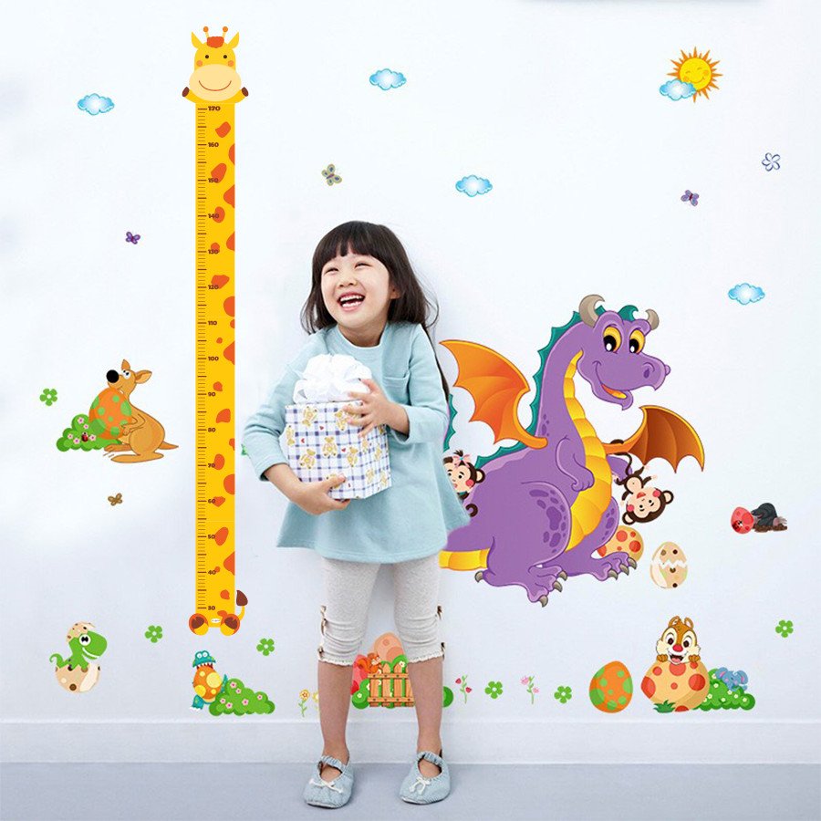 Thước Đo Chiều Cao dán tường cho bé Lalala baby hình con vật đáng yêu 170cm