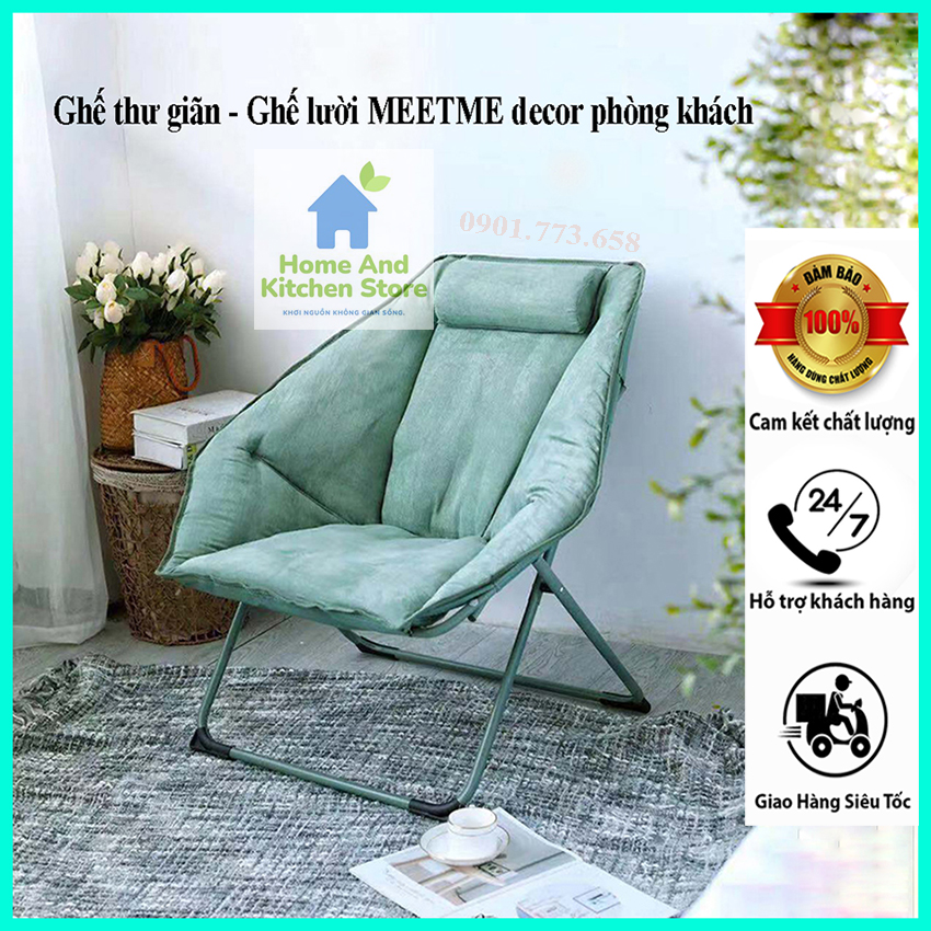 Ghế lười gấp gọn - ghế thư giãn KÈM GỐI ngồi đọc sách, xem phim, decor phòng - ghế sofa lười đa năng